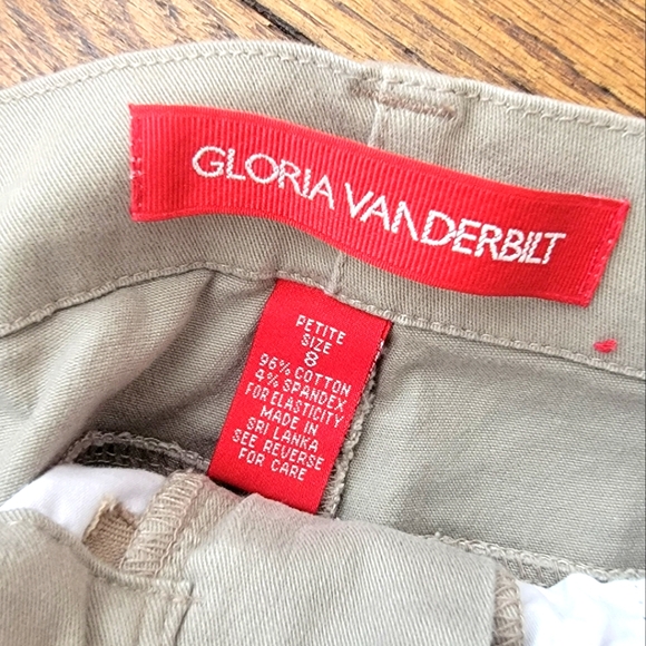 Dusty green Gloria Vanderbilt khaki pants with stretch waistband, Petite 8 - Picture 5 of 5